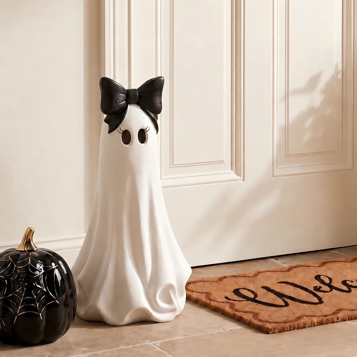 Clearance 5 FT Hanging Ghost Decor,Early Halloween Decorations Light-Up Flying Ghost on Broomstick with Witch Hat, Witch Broom, Spooky Cute Outdoor Halloween Decorations for Front Porch Yard Tree