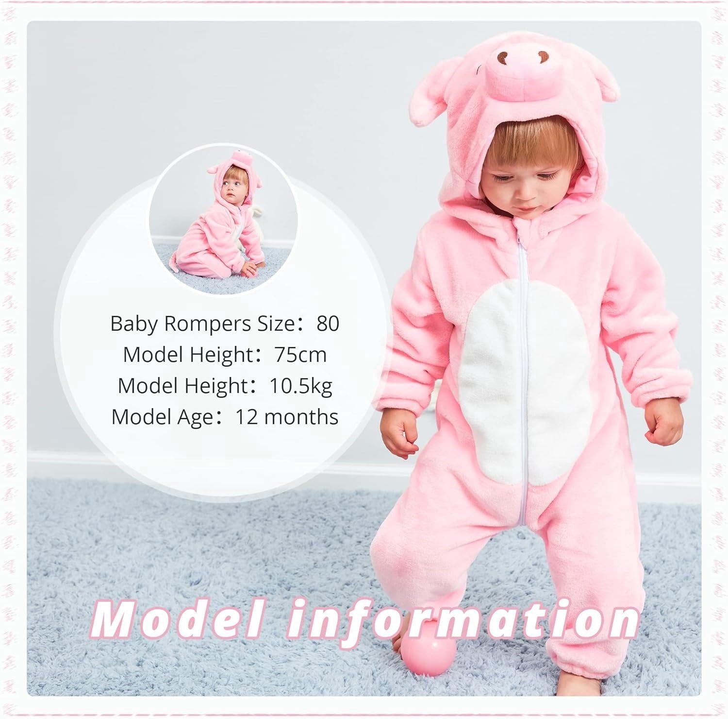 WIBACKER 0-3T Unisex Baby Animal Costume Winter Autumn Flannel Hooded Romper Christmas and Halloween Dinosaur Cosplay Jumpsuit