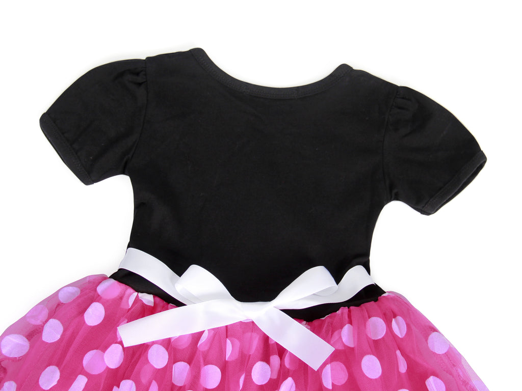 Jurebecia Girls Red Polka Dot Tutu Dress with Bow Headband, Baby Toddler Party Costume for Birthday & Cosplay (110 cm)