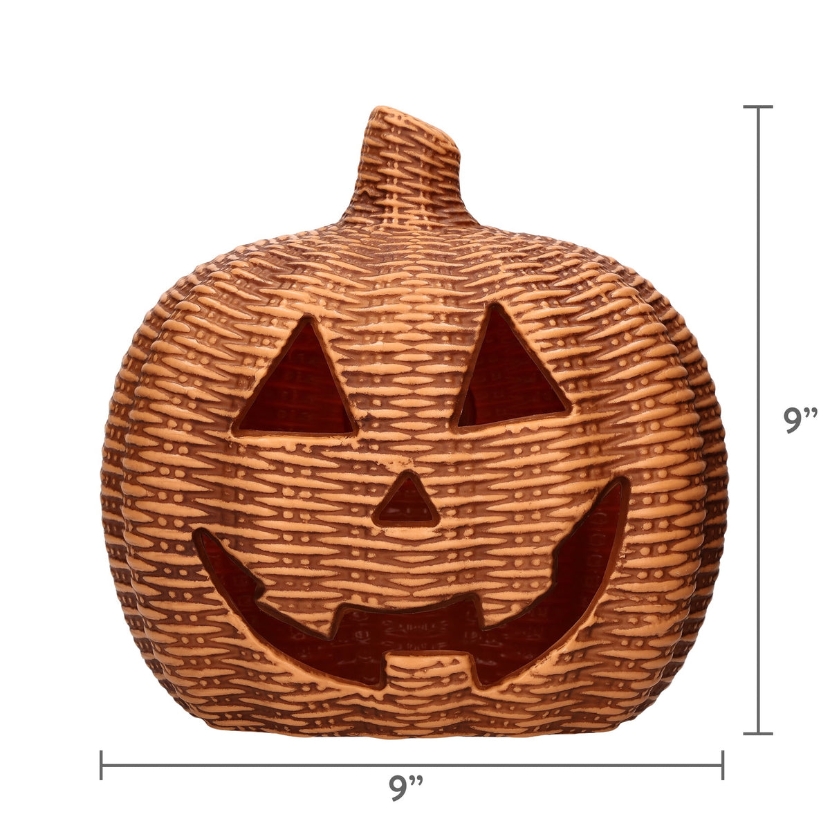 Light-Up Woven Jack-o'-Lantern Decoration, Tan, 8.6", Halloween by Way To Celebrate