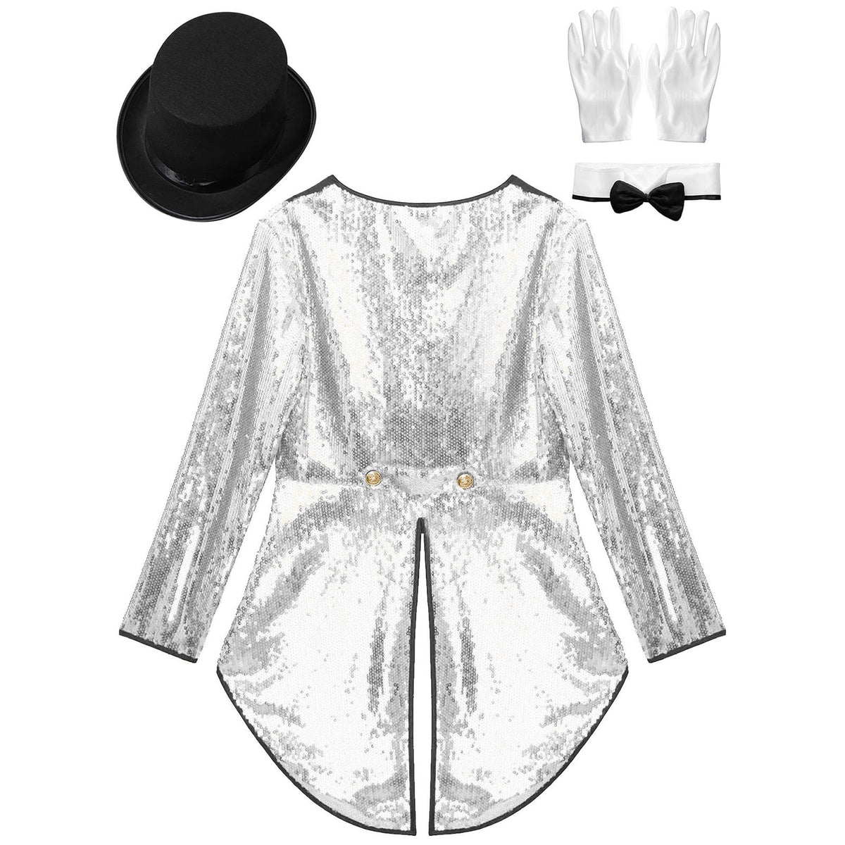 iiniim Women Magician Cosplay Sequin Tailcoat Circus Showman One-Button Tuxedo Jacket Outfits Red M