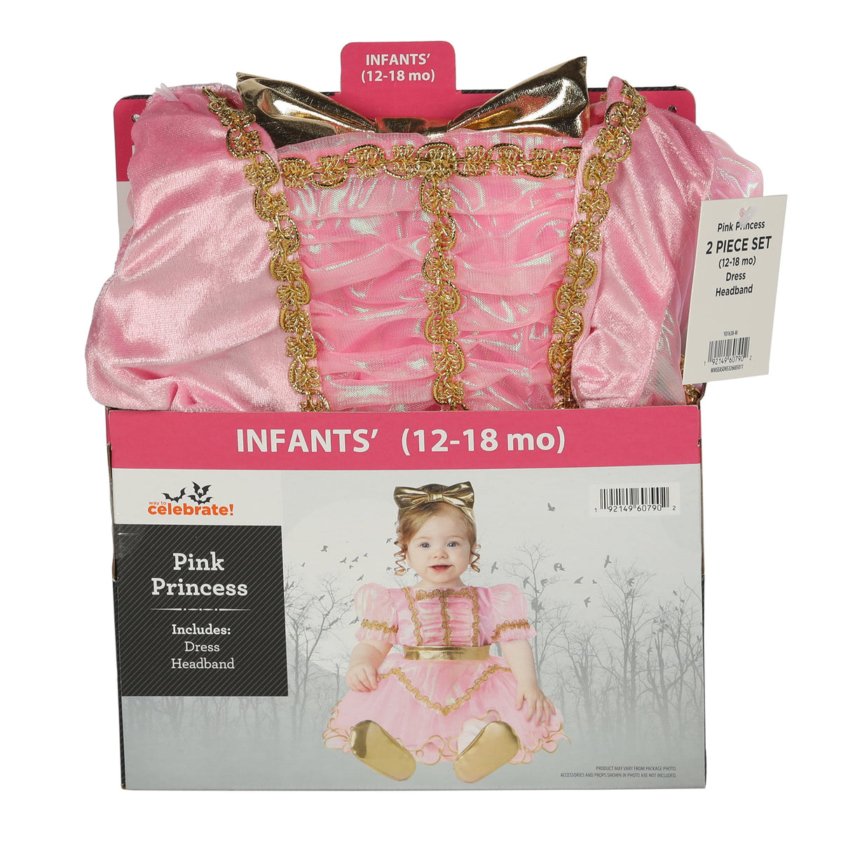 Pink Princess Halloween Costume for Infant, Size 12-18M, by Way to Celebrate