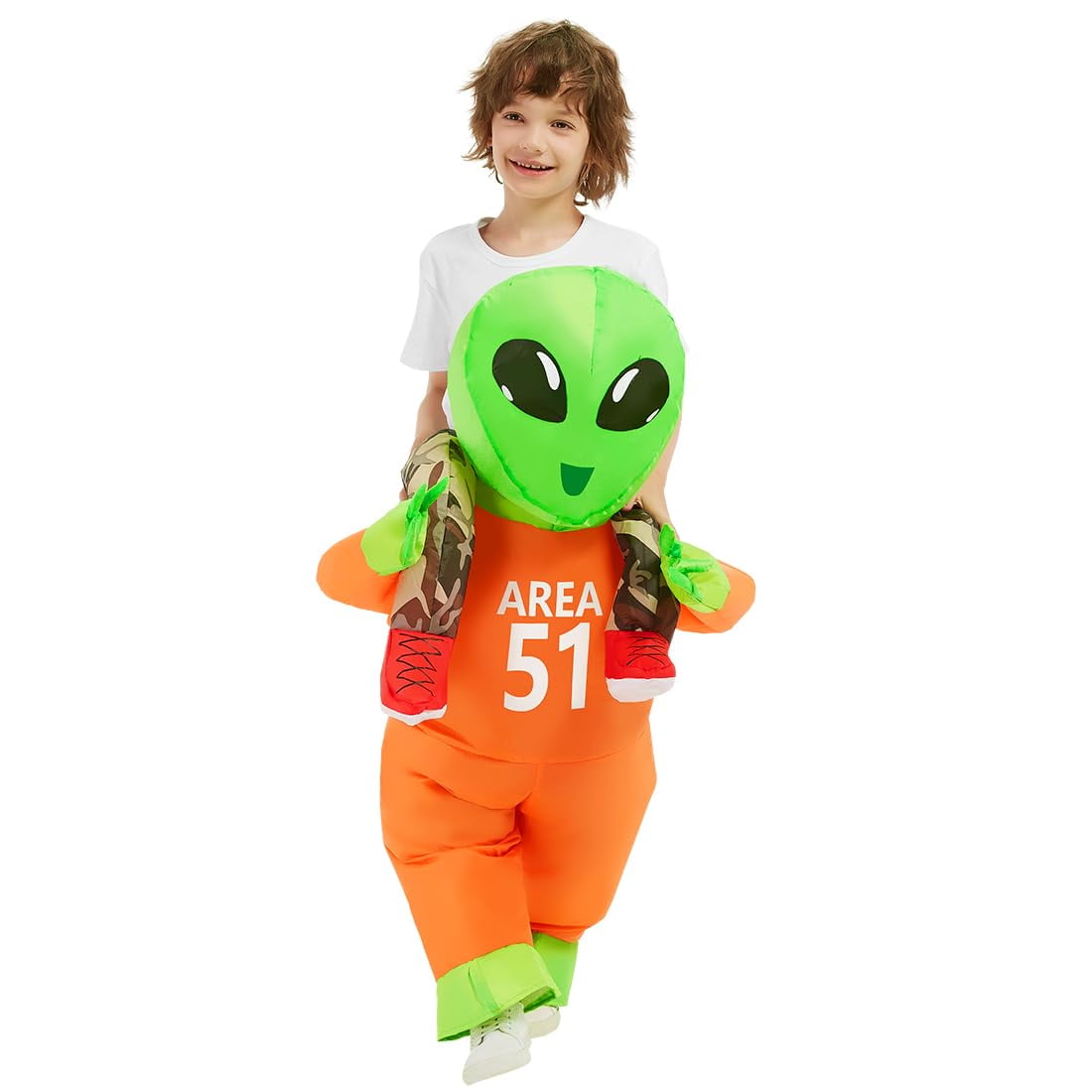 GOOSH 55 inch Kids Alien Halloween Inflatable Costume, Inflatable Alien Costume Alien Blow up Costumes for kids, Funny Boys Girls Unisex Blow Up Halloween Costumes for Holiday Party Cosplay