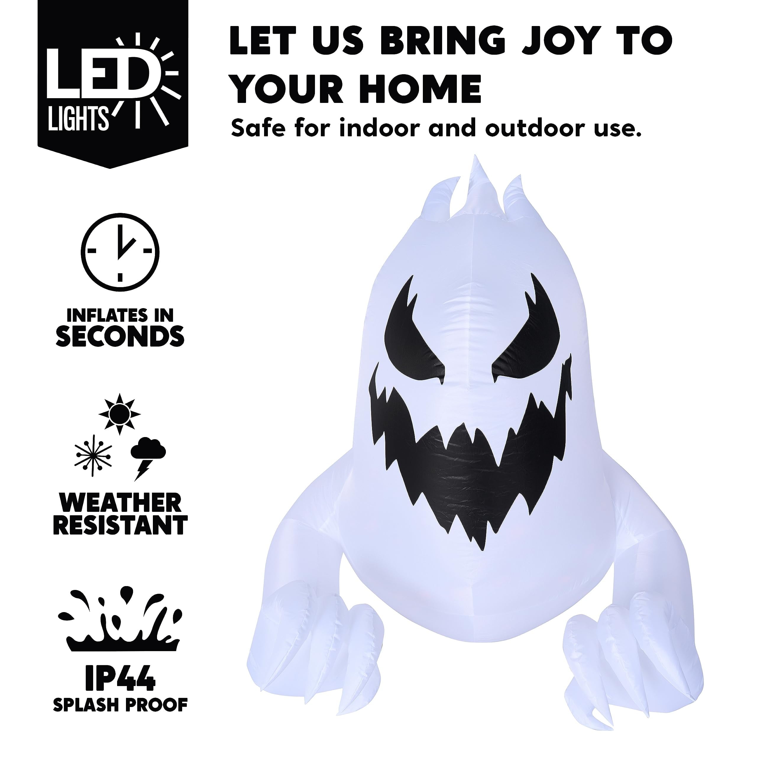 Joyfy 4.5 FT Halloween Inflatable Decorations Outdoor Scary Flying Ghost Broke Out from Window with Built-in LED Blow Up Inflatable for Window Decoration Yard Garden Lawn Decor