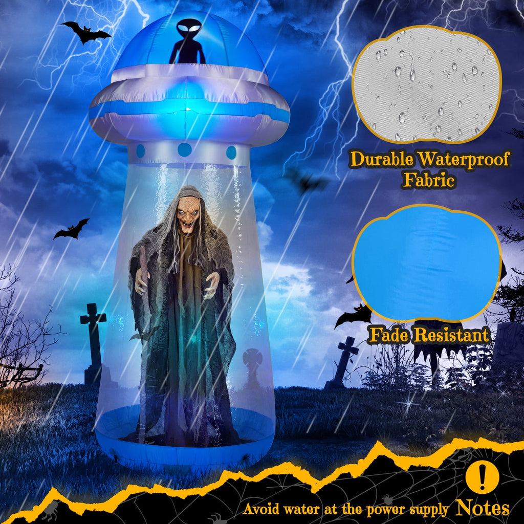 UBesGoo 9 ' Halloween UFO Outdoor Halloween Inflatables for Patio Garden Photo Shoot