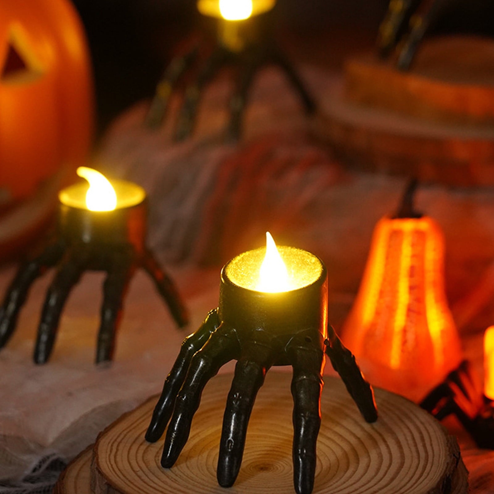 5pc Halloween Spooky Skeleton Hand Candle Flameless Candle Lamp Scary Spooky Candle Halloween Decoration Lights
