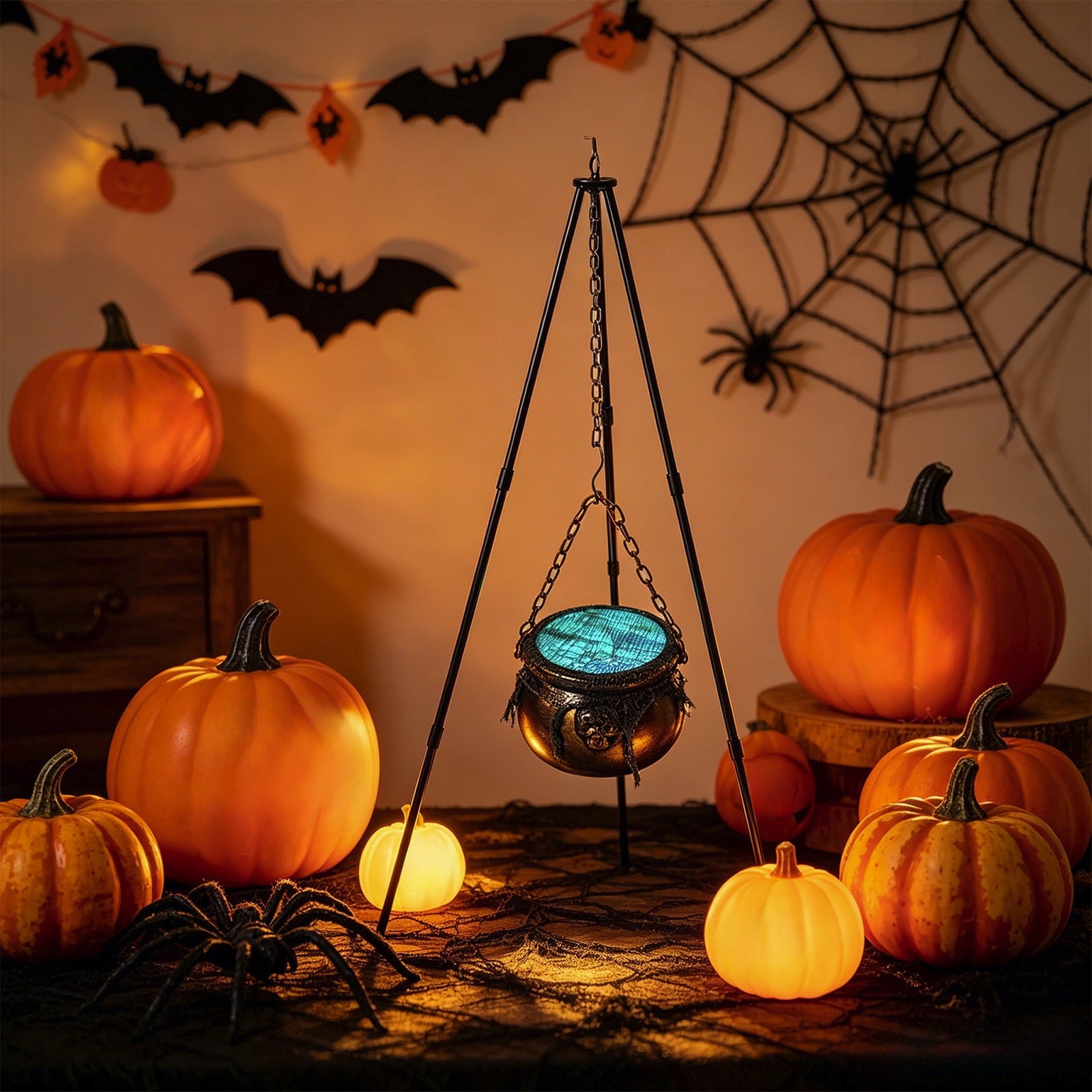 Muecwrye Halloween Decorations Outdoor, Halloween Clearance! Halloween Witches Cauldron with Lights, DIY Bubbling Cauldron Set Decor for Home Porch Outside, Halloween Party Supplies( Without Tripod)