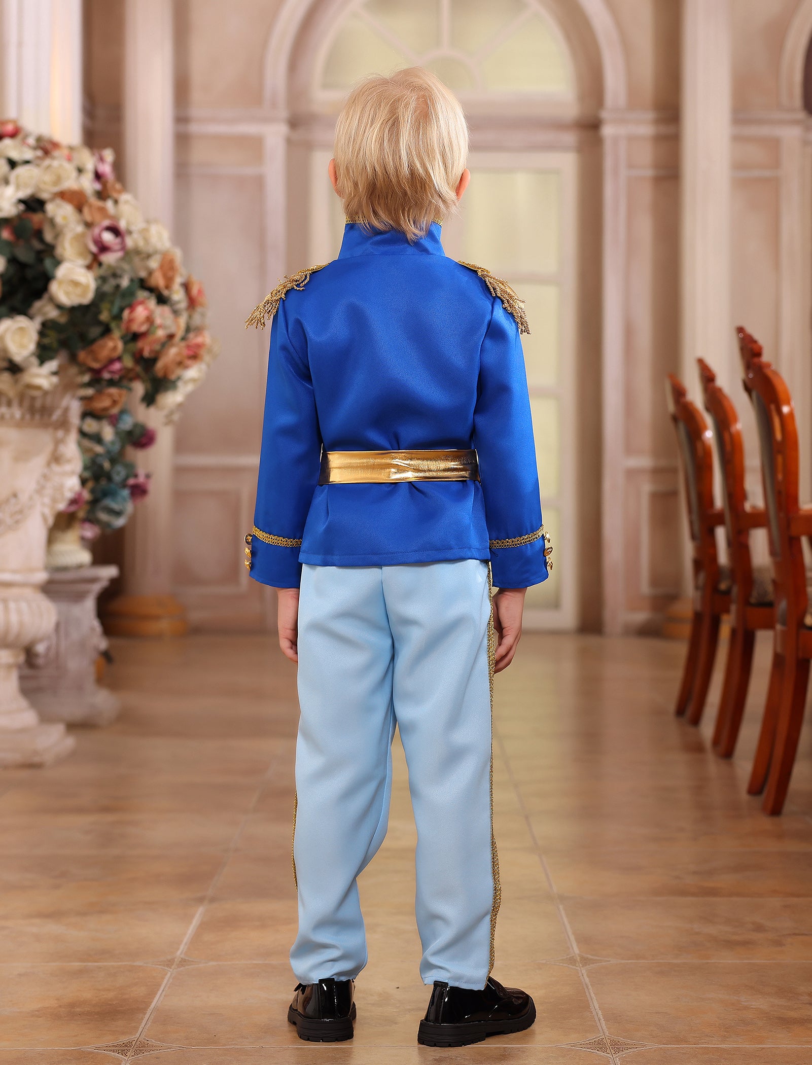 IBTOM CASTLE Boys Prince Charming Costume Halloween Cosplay Dress up Birthday Party Medieval Royal Prince Outfits for Toddler Child 3-4 Years Red 4pcs