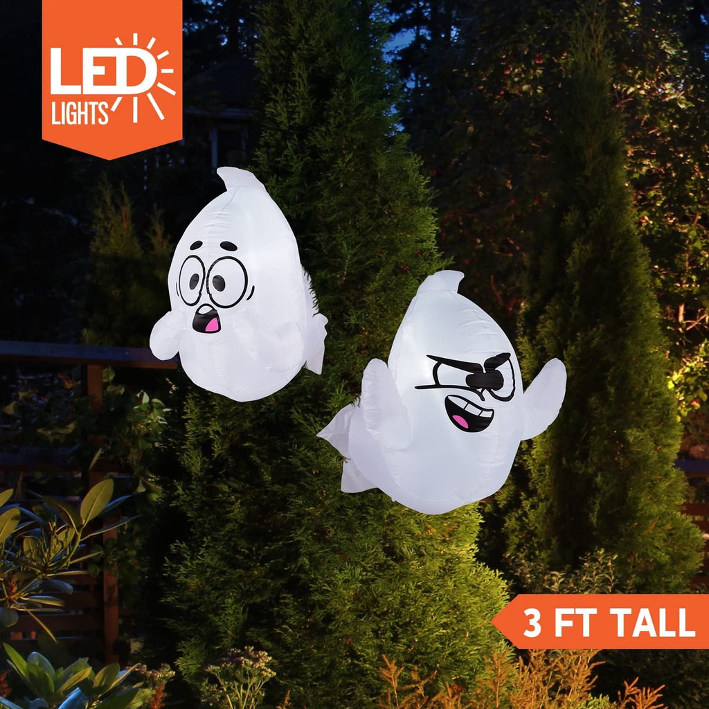 Joyfy 4.5 FT Halloween Inflatable Decorations Outdoor Scary Flying Ghost Broke Out from Window with Built-in LED Blow Up Inflatable for Window Decoration Yard Garden Lawn Decor