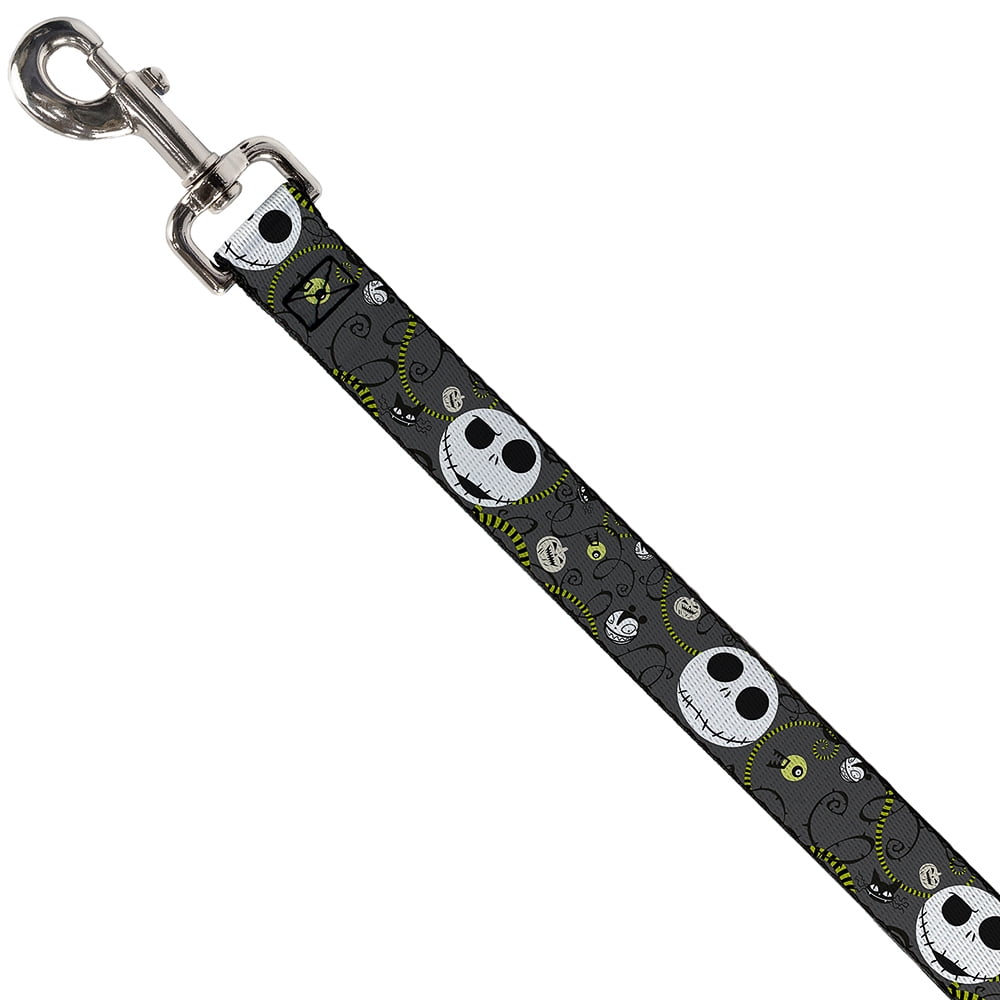 Disney Pet Leash, Dog Leash, Nightmare Before Christmas Jack Expressions Halloween Gray, 6 Feet Long 1.0 Inch Wide