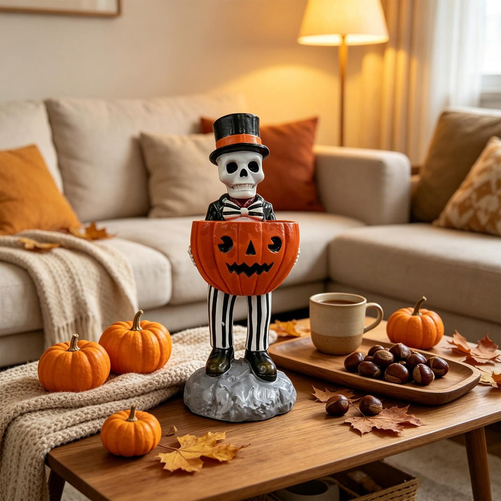 Halloween Ghost Coffee Stand Figurine, 2026 Spooky Decorative Ghost Statue for Shelf Desk Tabletop, Resin Halloween Ornament for Party, Farmhouse Seasonal Decor