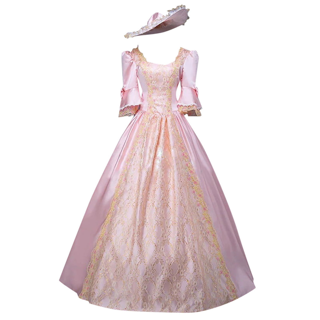 UPPADA Plus Size Victorian Dress for Women Lace Up Flare Sleeve Ball Gown with Corset Evening Party Maxi Gowns Vintage Cocktail Dress Wedding Dresses Early