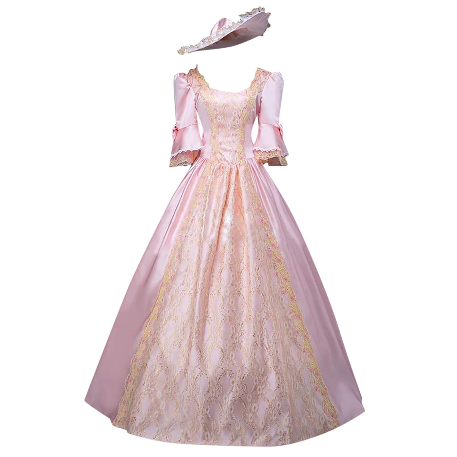 UPPADA Plus Size Victorian Dress for Women Lace Up Flare Sleeve Ball Gown with Corset Evening Party Maxi Gowns Vintage Cocktail Dress Wedding Dresses Early