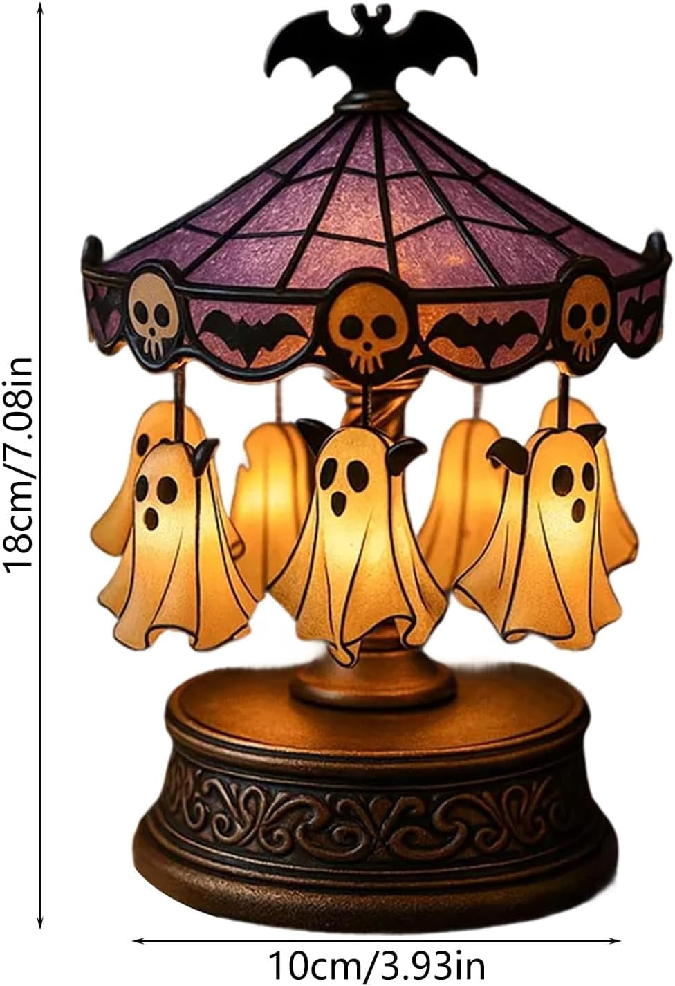 Halloween Ghost Carousel Lights, Plug-in Automatic Carousel,Ghost Night Light Up Kit, Spooky Ghost Carousel Lamp Decorations Indoor, for Halloween Party or Gift