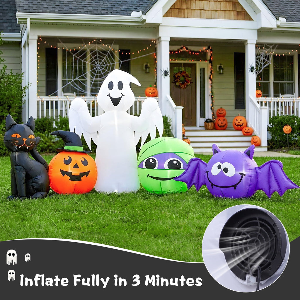 9.5 FT Halloween Inflatable Decorations: Pumpkin, Cat, Ghost, Mummies, Bats, Blow up Yard Decor Built-in LEDs, Inflatable Pumpkin for Outside, Yard, Party, Porch, Lawn