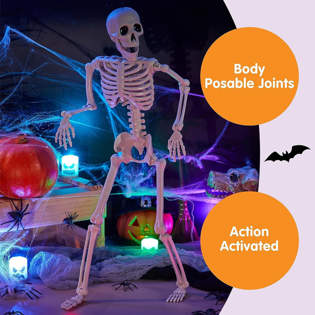Ayieyill 2pcs Skeleton and Dog Skeleton Halloween Decorations Posable Skeletons Halloween Decorations Indoor Outdoor
