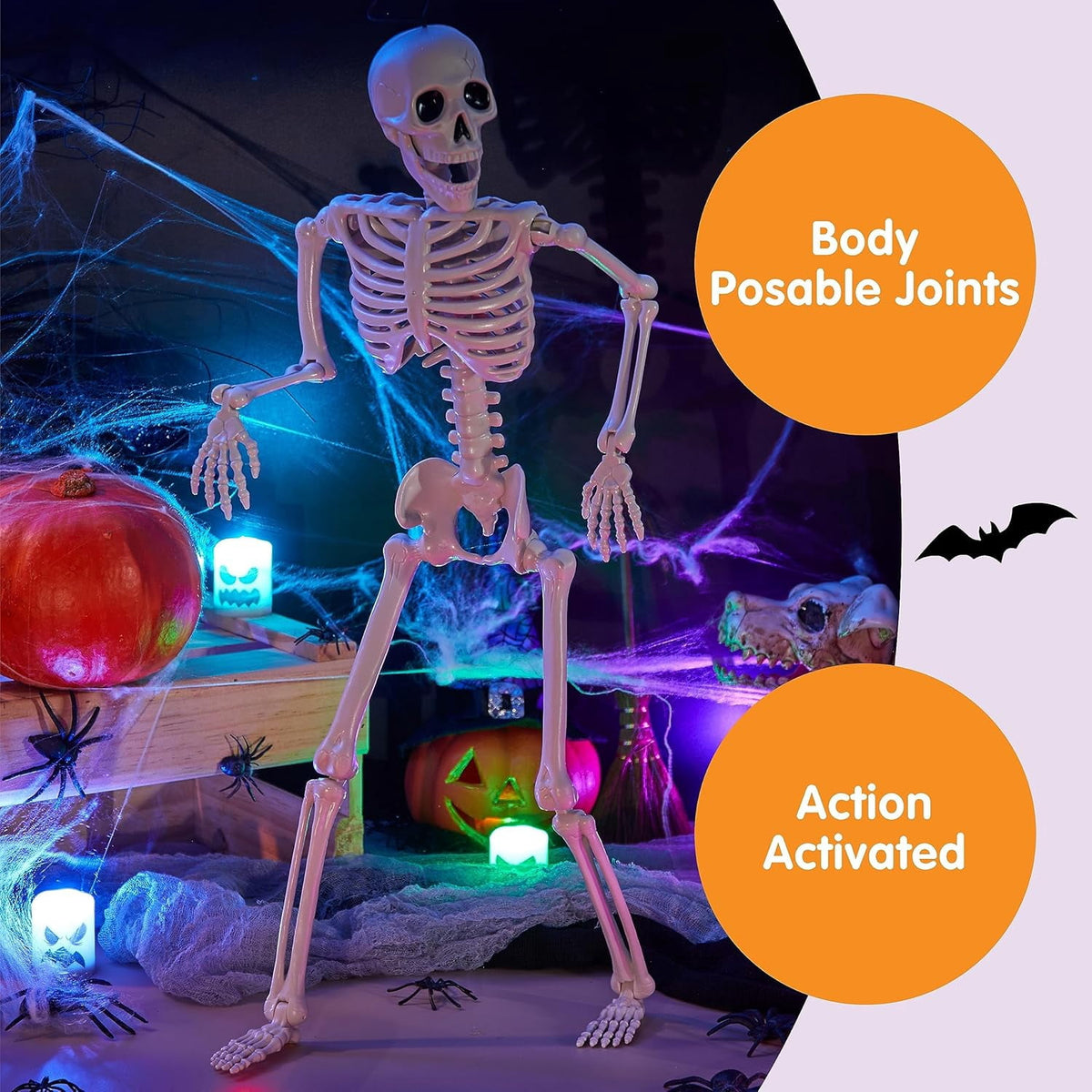 Ayieyill 2pcs Skeleton and Dog Skeleton Halloween Decorations Posable Skeletons Halloween Decorations Indoor Outdoor
