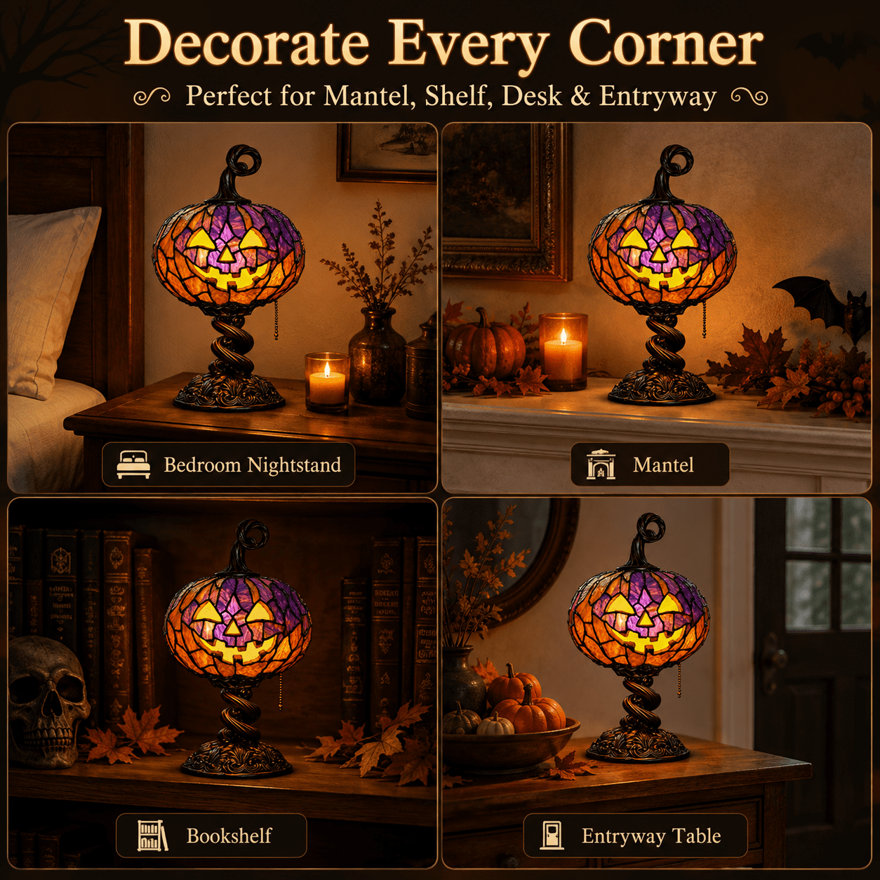 Diceymbol Halloween Decorations and Fall Decor, Halloween Venue Decoration Ghost Props LED Illuminated Ghost Decorations for Tabletop, Mantel, Shelf Indoor Outdoor 9.05 inch