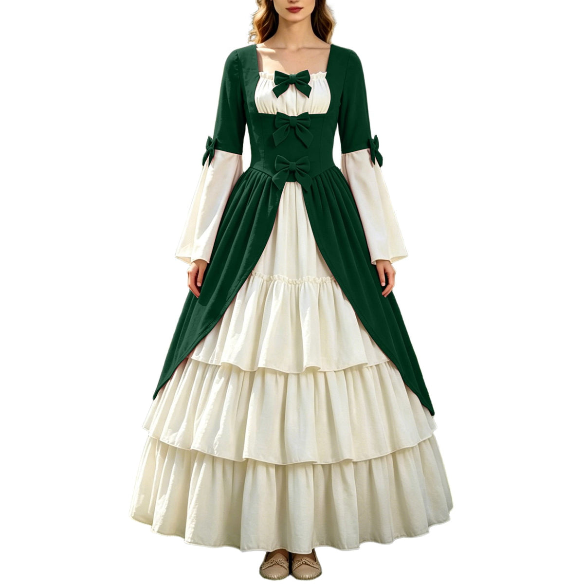 Gothic Dresses for Women Medieval Renaissance Halloween Costume Lace Up Corset High Low Ruffle Hem Square Neck Vintage Gown