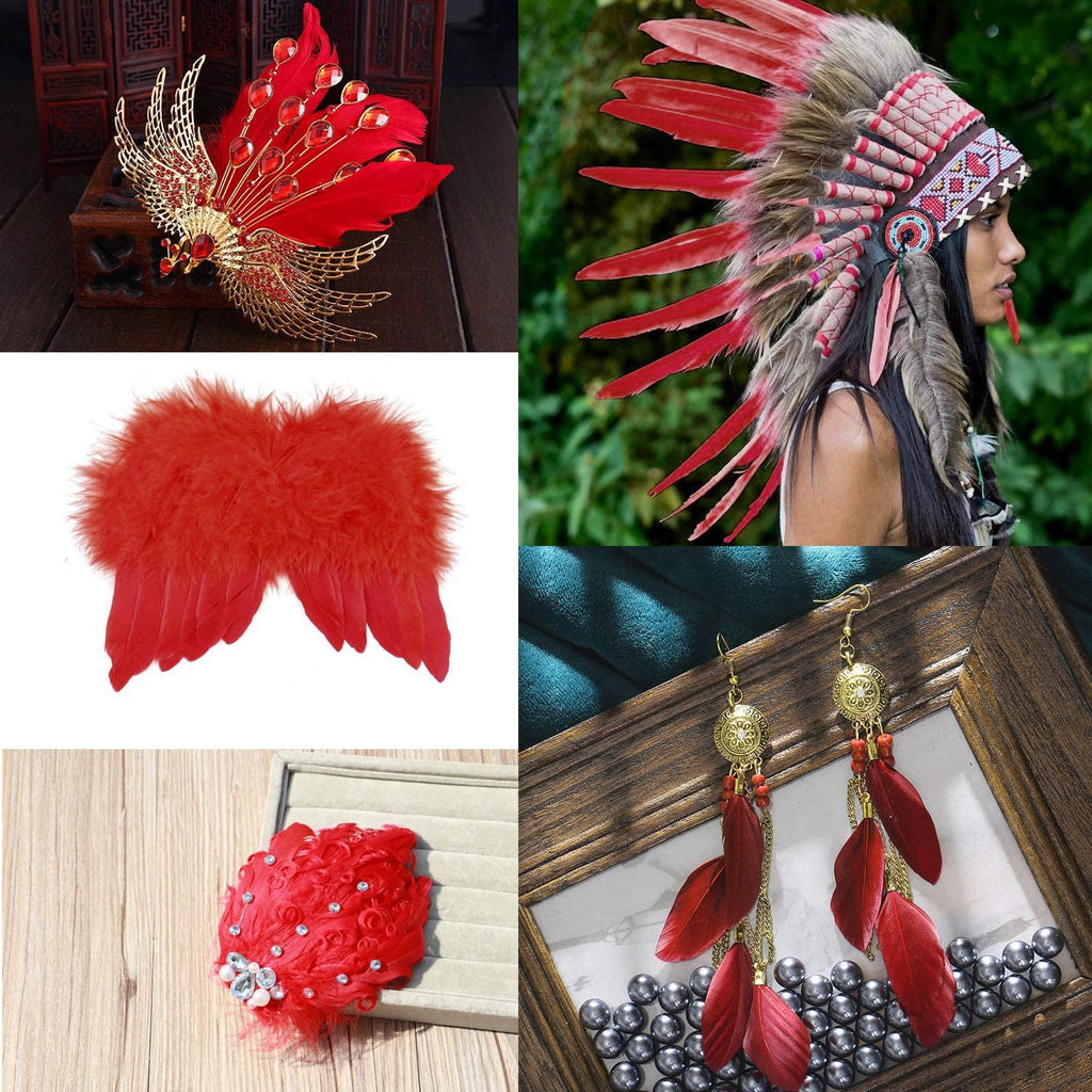 600PCS Red Feathers, 3-4.7 inch Feathers Bulk for DIY Crafts Wedding Halloween Costume Party Decorations Dream Catcher Supplies