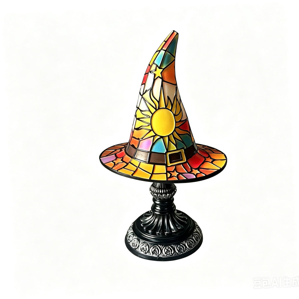 Clearance Halloween Table Lamp Decorations, Witch Hat Lamp Gifts - Handcrafted Retro Resin Witch Lamp, USB Powered Gothic Wizard Hats Night Light, Home Decor Accent Lamps for Bedroom