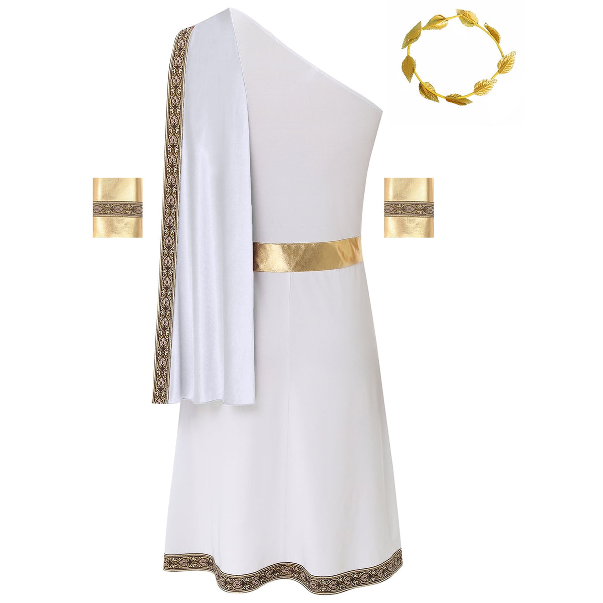 YiZYiF Mens Halloween Ancient Greek Cosplay Costume Roman Toga Caesar Party Fancy Dress Up Set Black S