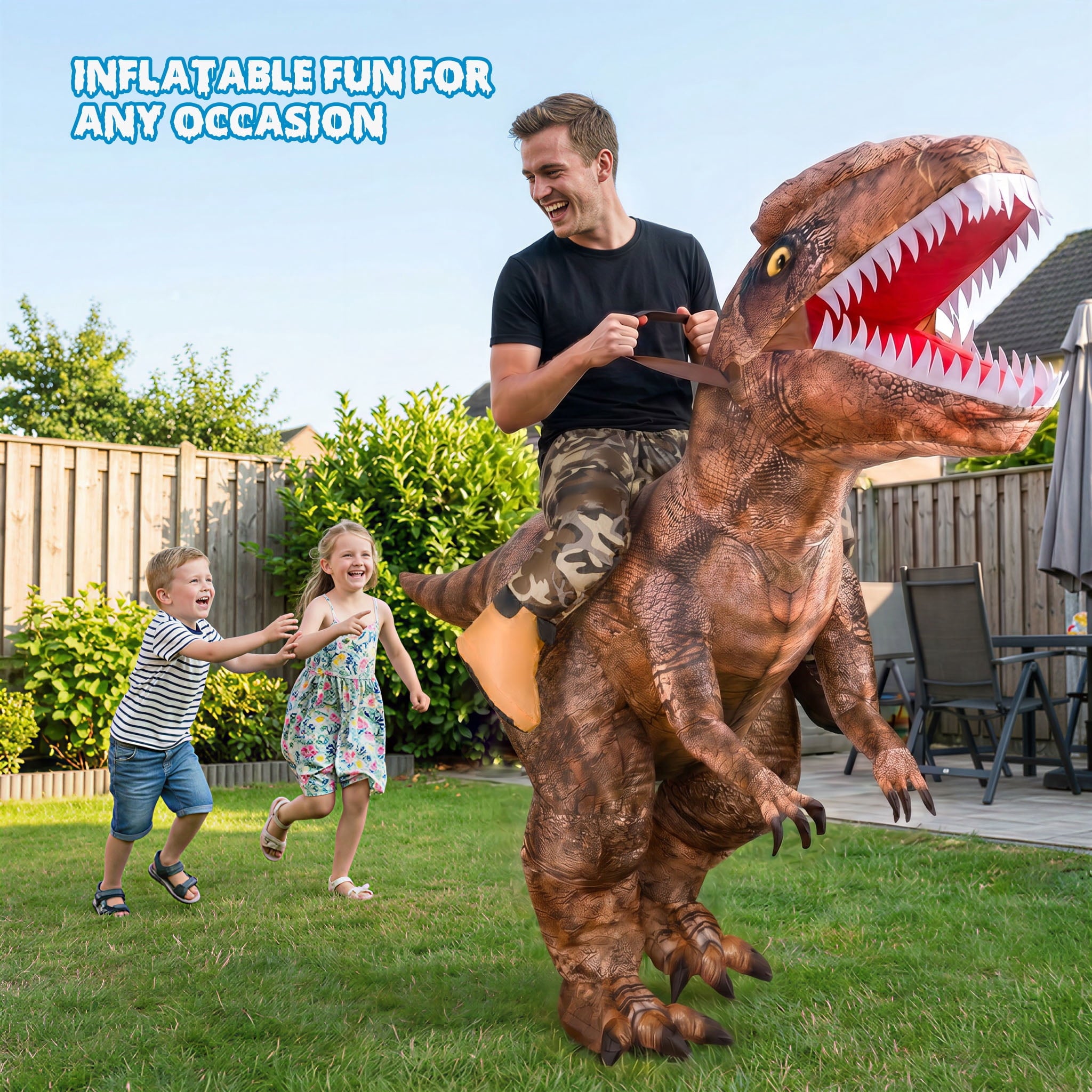MAGOTAN Halloween Inflatable Dinosaur Costume Adult,Blow Up T Rex Suit Men Women, Halloween Adults Funny Blow Up Lightweight & Flexible for Cosplay, Parades