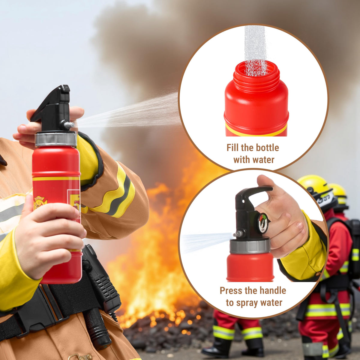 Joyfy Halloween Kids Fireman Costume, Firefighter Costume for Boys Toddler Halloween Party Dress Up 3-7 Years