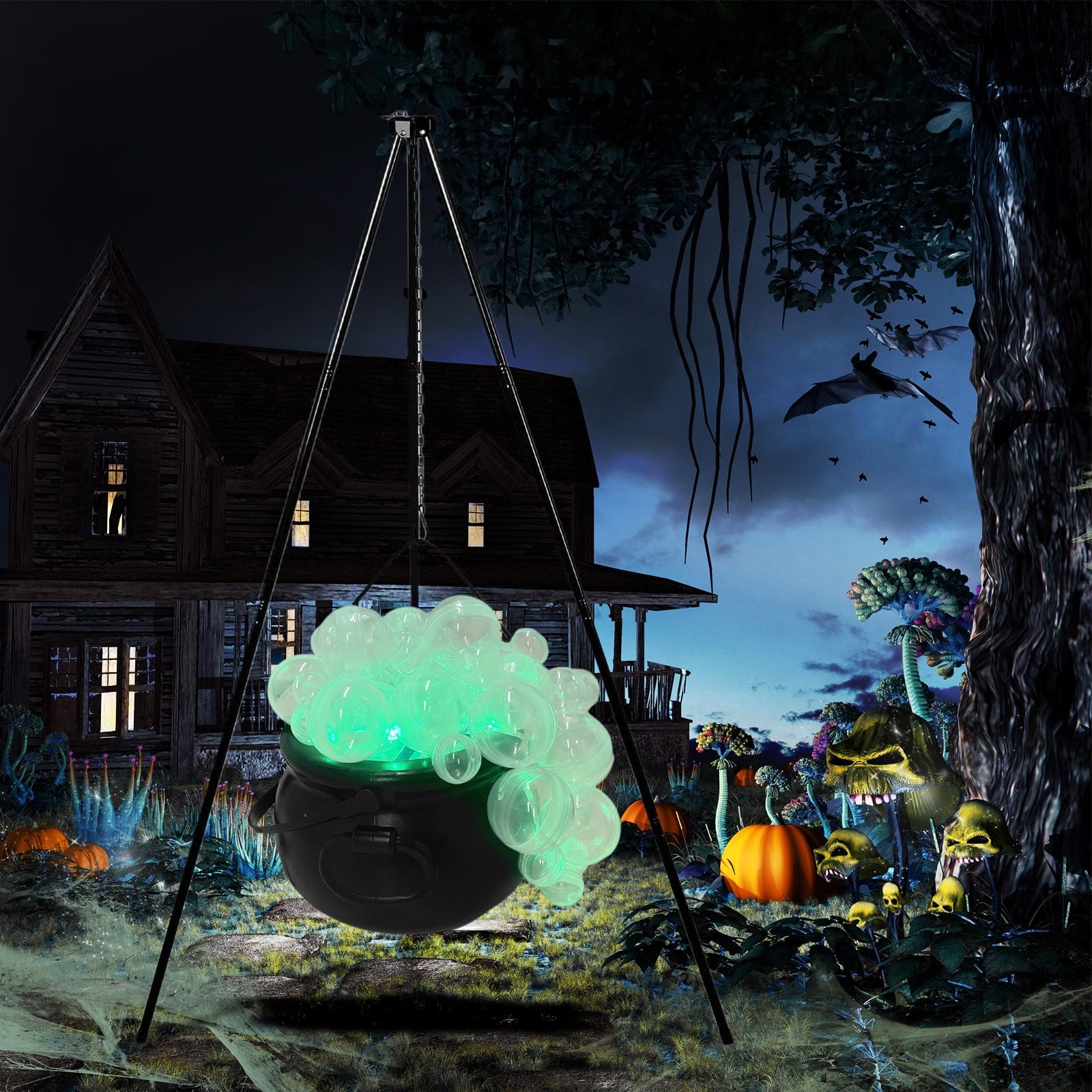 Muecwrye Halloween Decorations Outdoor, Halloween Clearance! Halloween Witches Cauldron with Lights, DIY Bubbling Cauldron Set Decor for Home Porch Outside, Halloween Party Supplies( Without Tripod)
