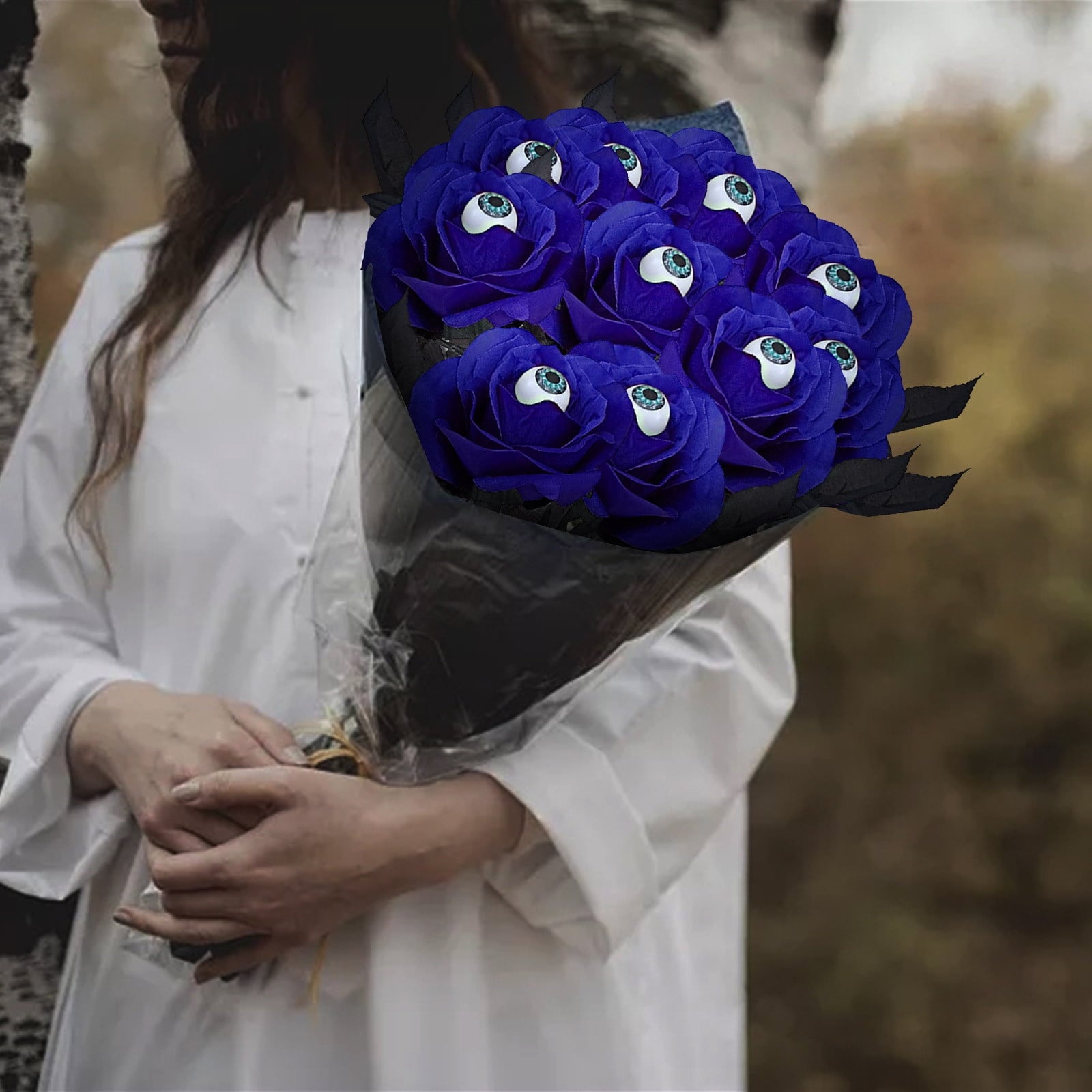 Feltree Halloween Decorations 10 Pieces Faux Rose With Eyeballs Halloween Faux Eyeball Flowers Faux Gothic Rose Bushes For Halloween Party Home Decorations