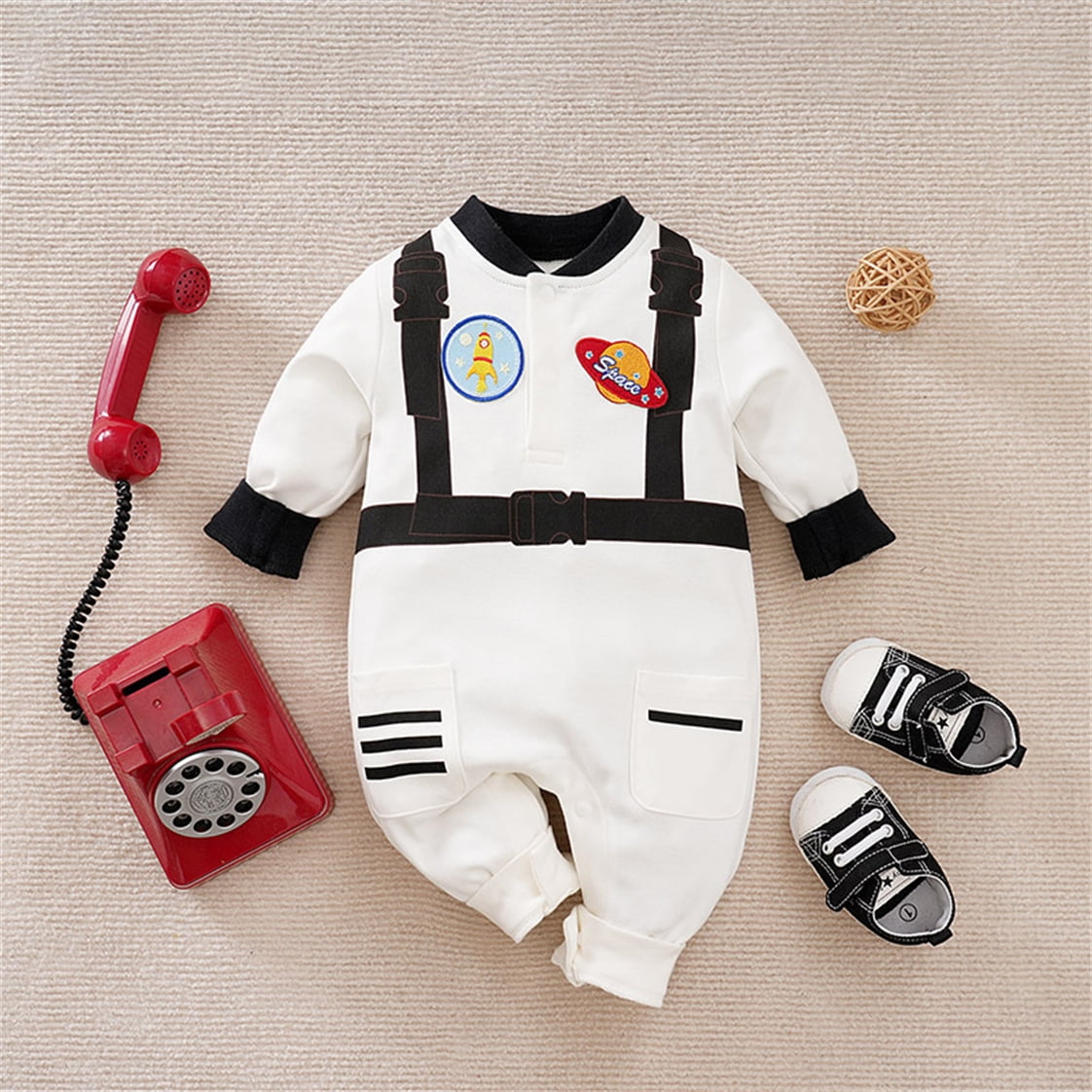 WIBACKER Baby Infant Boy Armor Printed Outfits 100% Cotton Newborn Boy Cosplay Party Jumpsuit Halloween Christmas Rompers