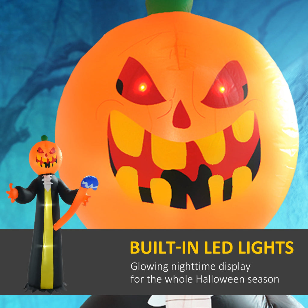Outsunny 41.3" Inflatable Halloween Window Sticker Ghost with Orange Face, Halloween Decoration with LED Lights for Garden Indoor Outdoor