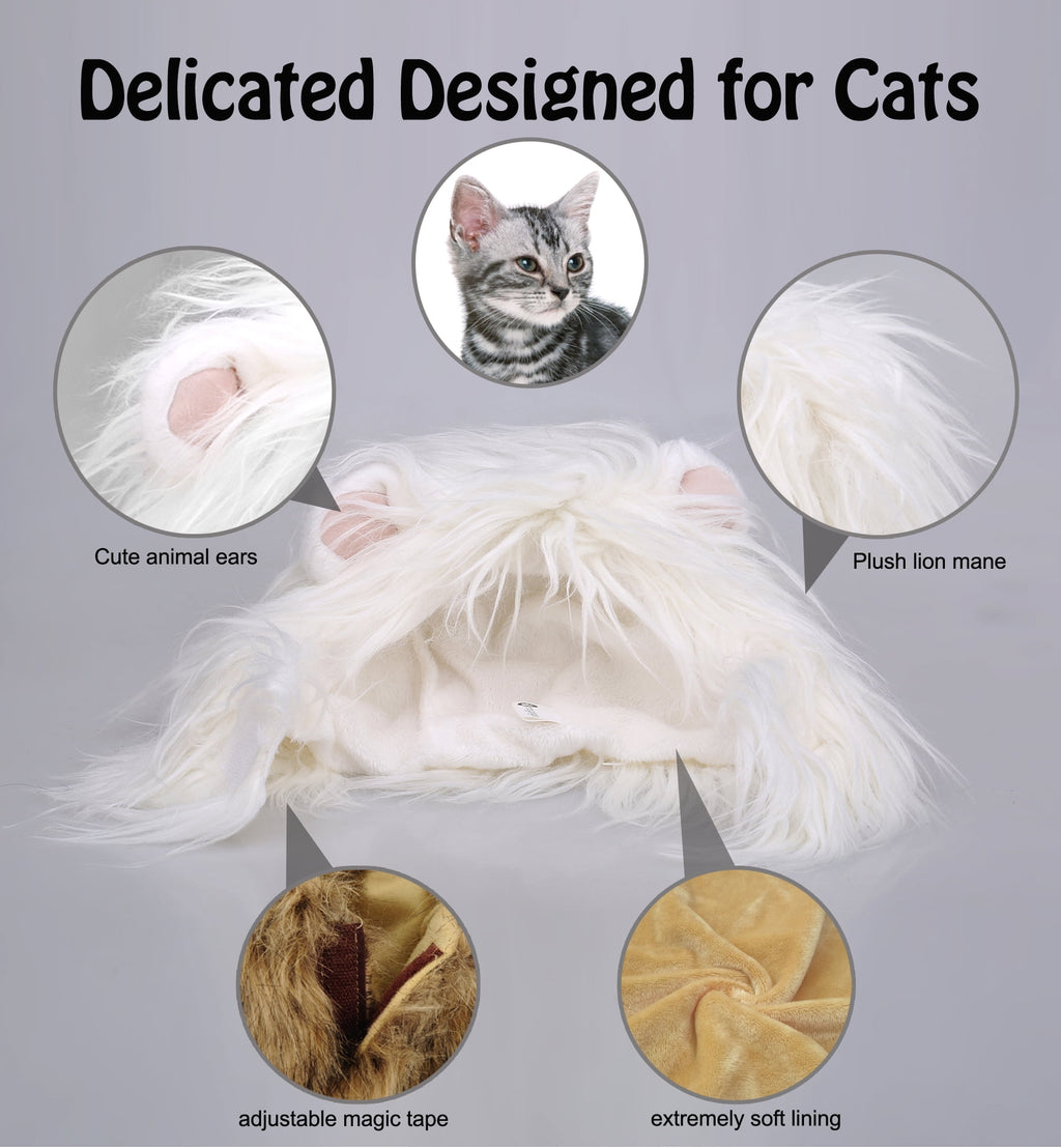 Lion Mane Wig for Cats, Funny Pet Cat Costumes for Halloween Christmas (Size S, Black)