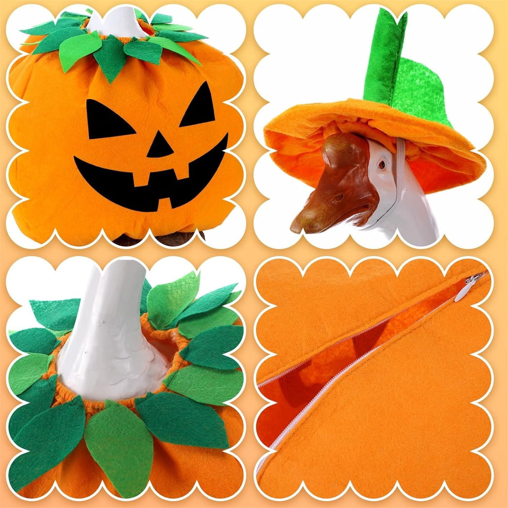 Bat Witch Hat Spiderweb Halloween Goose Clothes Fit 17/23In Cement Plastic Lawn Goose, Stylish Full Set for Outdoor Yard Patio Garden Seasonal Halloween Home Ornamental Arrangement