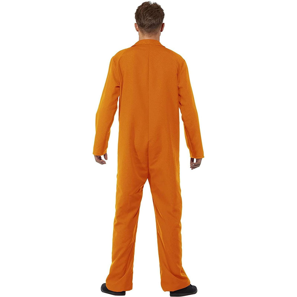 Orange Prisoner Jumpsuit for Adult Men Halloween Party Costume, Jail Inmate Convict Cosplay, Size L Large
