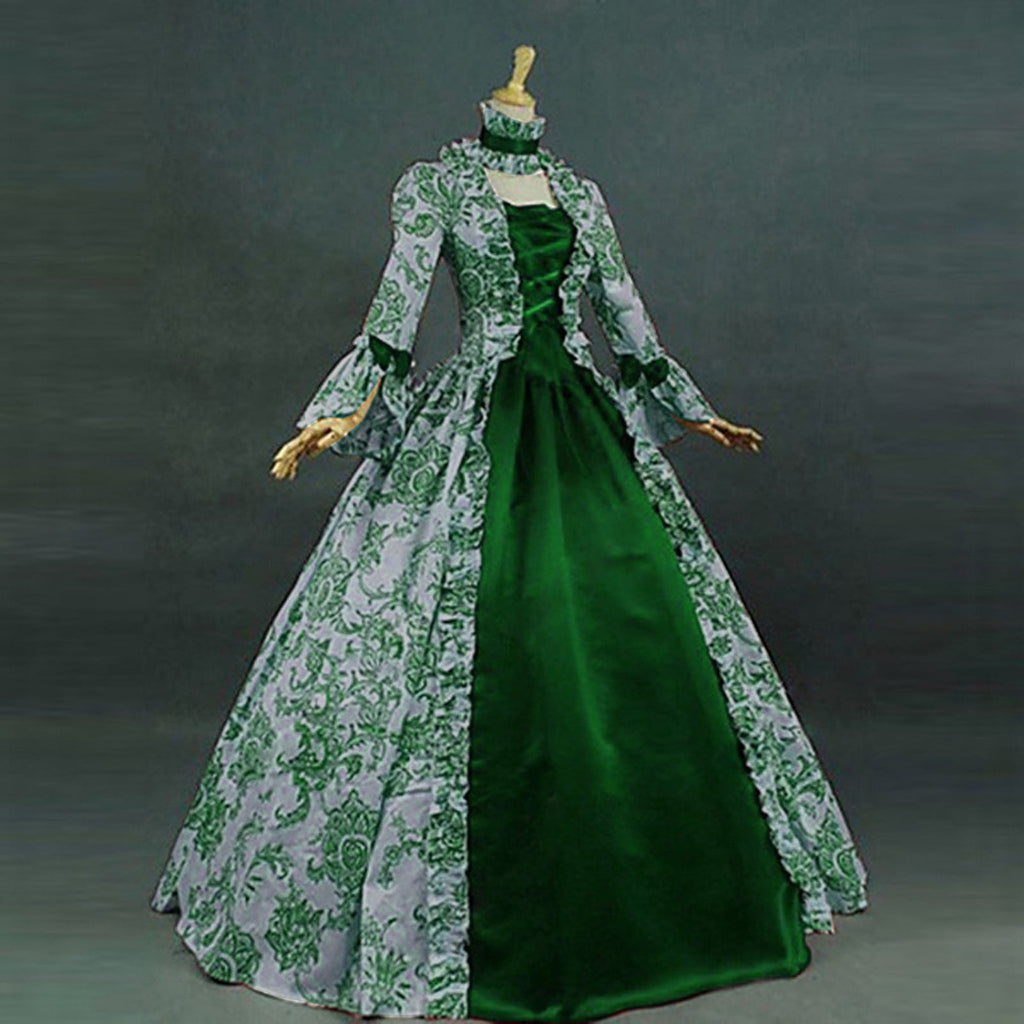 DDAPJ pyju Medieval Dress for Women Evening Masquerade Ball Gowns Vintage 1700S Victorian Renaissance Costume Green XXXXXL