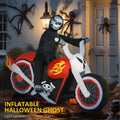 6FT Halloween Inflatable Grim Reaper on Motorcycle Lights Decor with Built-in LEDs, Outdoor Holiday Decorations, Blow up Lighted Yard Decor, Lawn Inflatables Home Family Outside
