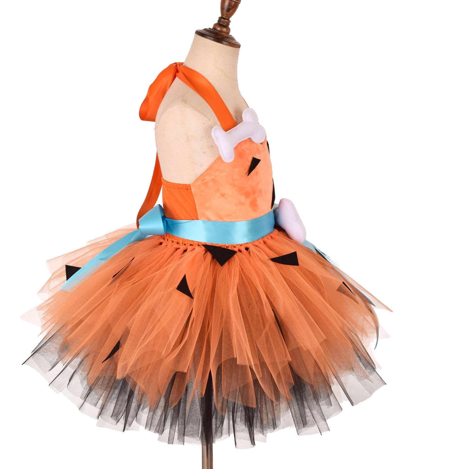 Jsaierl Kids Baby Girls Bam Bam Costume Caveman Cavegirl Stone Age Outfit for Girl Boy Cosplay Dress Up Photo Shoot