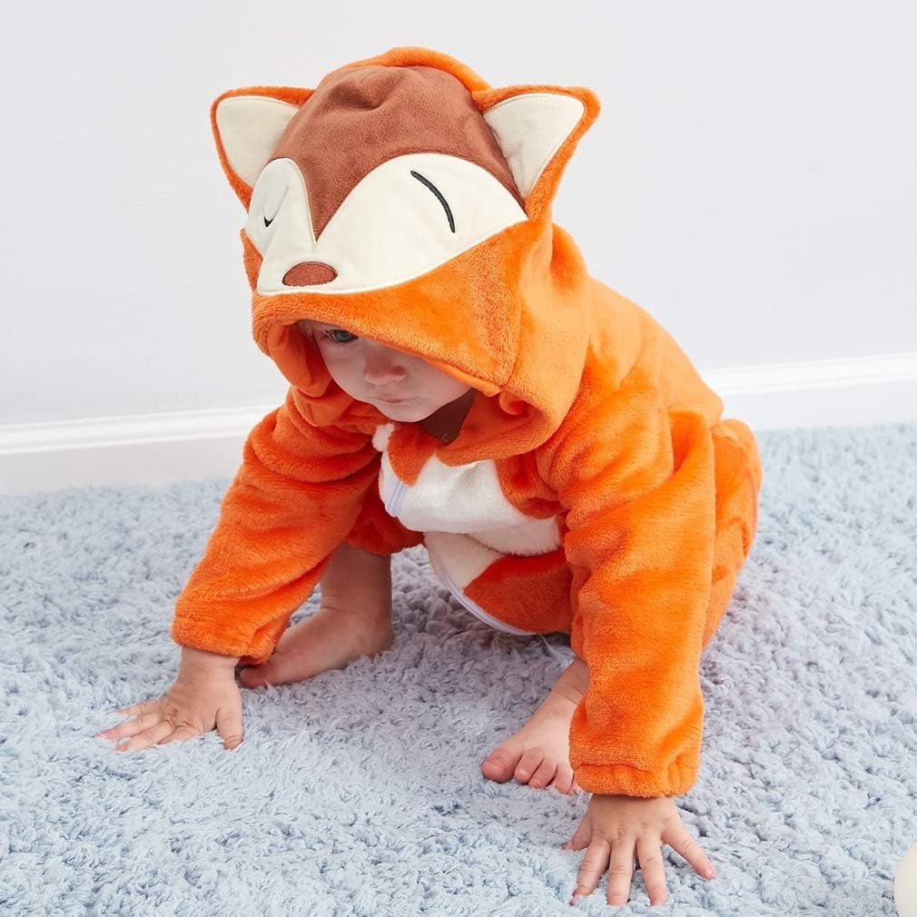 WIBACKER 0-3T Unisex Baby Animal Costume Winter Autumn Flannel Hooded Romper Christmas and Halloween Panda Cosplay Jumpsuit