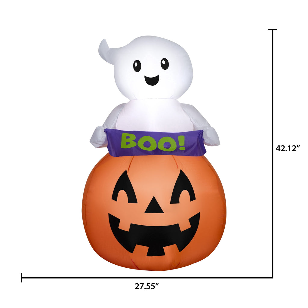 Baby Ghost in Jack-o'-Lantern with Banner Airblown Yard Inflatable, Multicolor, 3.5', Halloween by Way To Celebrate