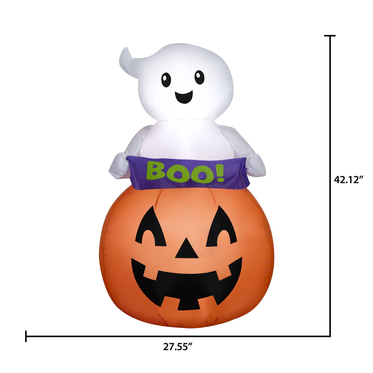 Baby Ghost in Jack-o'-Lantern with Banner Airblown Yard Inflatable, Multicolor, 3.5', Halloween by Way To Celebrate