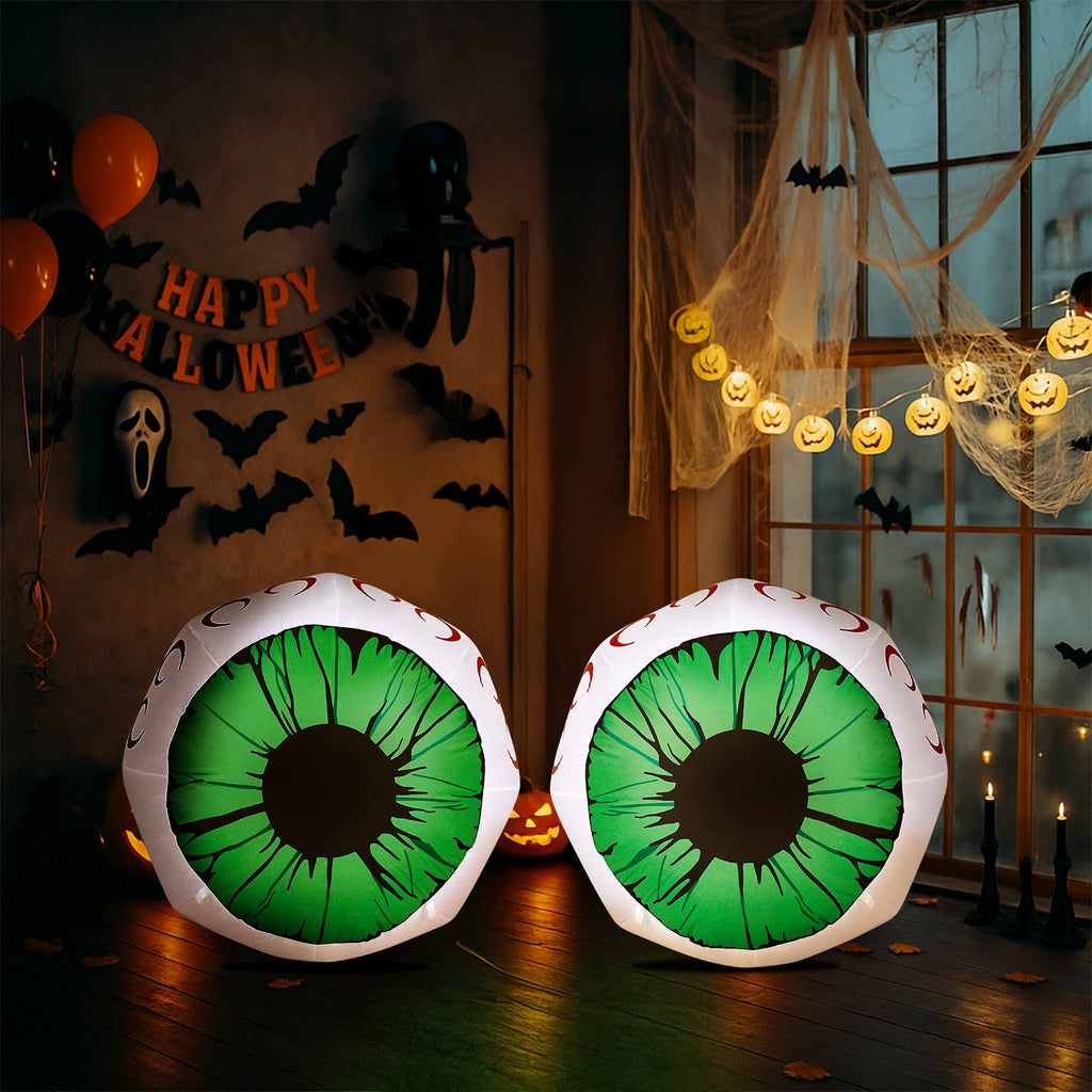 2 Packs Halloween Inflatables Large Set of Lighted Eyes Decoration 3FT Blow Ups Green Eyes for Yard Inflatable Halloween Decor Outdoor with LEDs Party Supplies Blow up Decoration for Indoor Outdoor