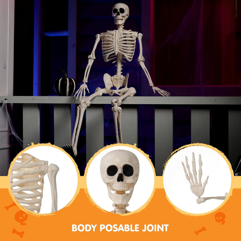 Foraging dimple 36" Halloween Skeleton Decor, 3FT Full Body Stayable Movable Joints, Hanging Skeletons for Halloween Decoration, Yard Graveyard Haunted House Props, Spooky Scene Party Favor