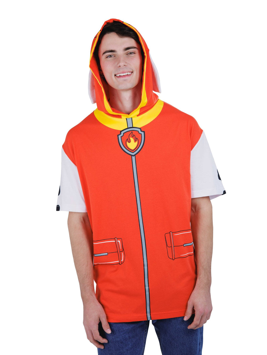 Paw Patrol Big Boys' Cosplay Hooded T-Shirt Marshall Bright Red