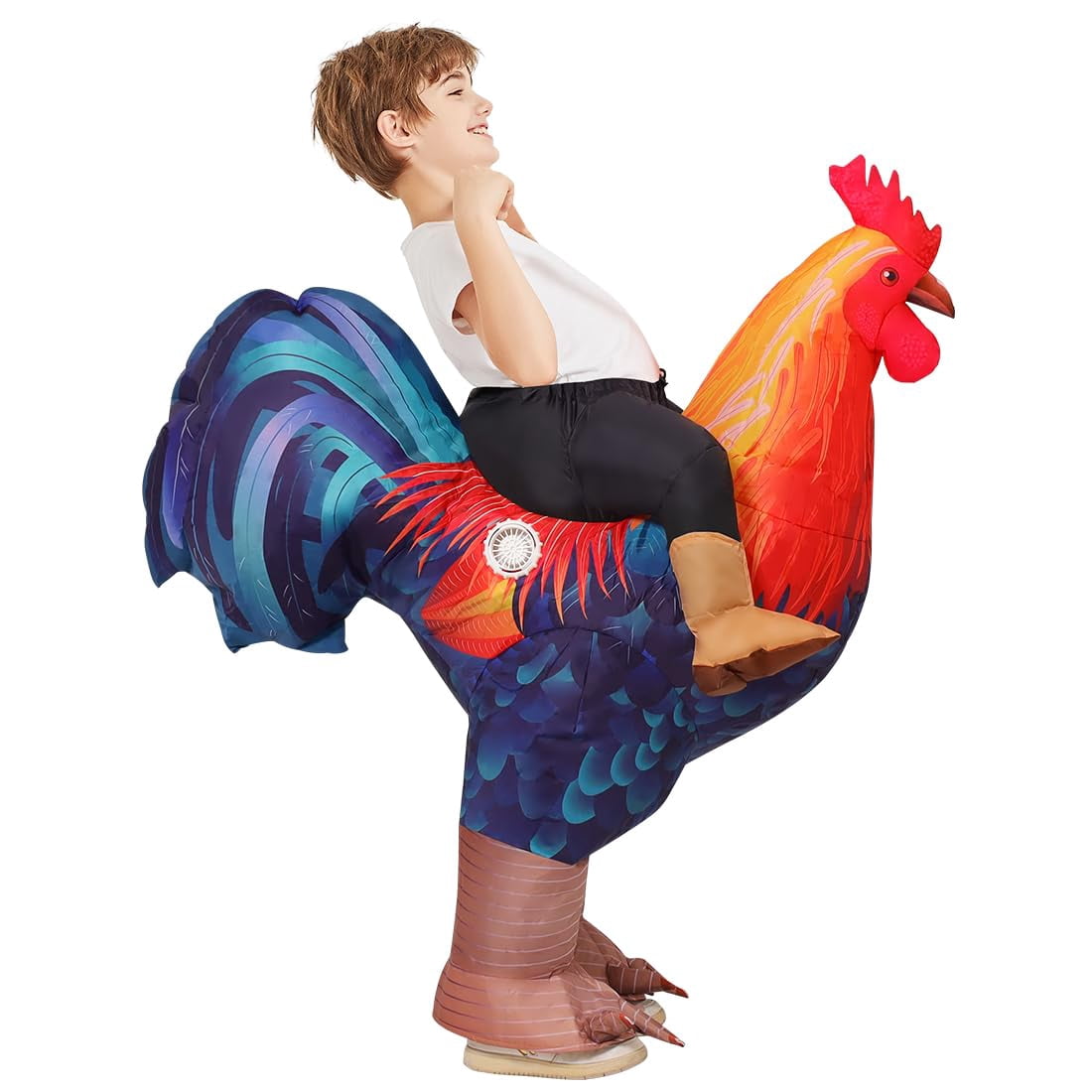 COMIN Inflatable Chicken Costume Kids Blow up Rooster Suit Funny Cosplay Halloween Costume for Unisex Boys Girls Party