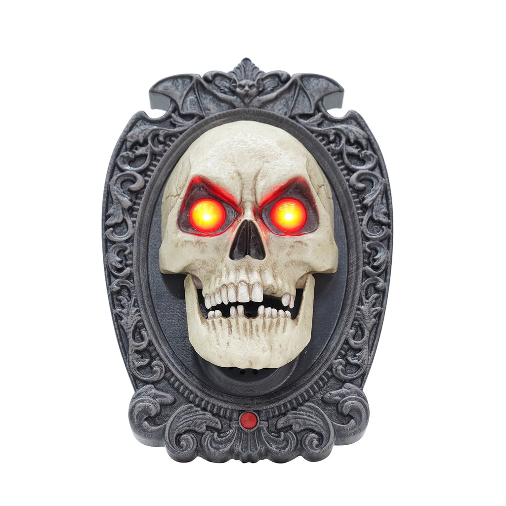 Light-Up Skeleton Doorbell Decoration, Gray and White, 9", Halloween by Way To Celebrate