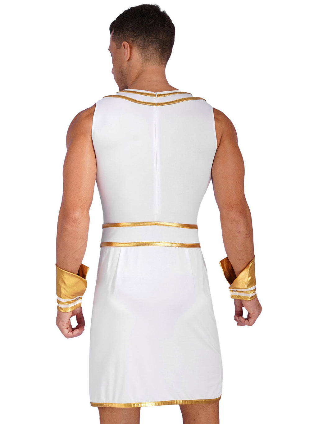 Haitryli Men's 3 Pieces Mr Toga Greek God Set Adult Party Toga Roman Dress with Wristband Blue 3XL