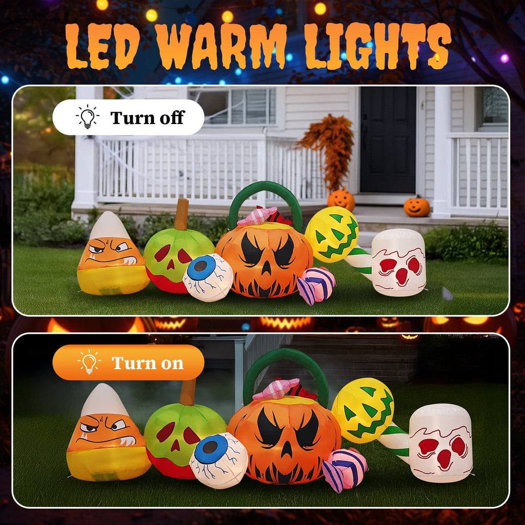 UBesGoo 8.2' Halloween Inflatables Pumpkin Ghost Archway , Blow up Hallowee Decorations with Built-in LED Lights for Holiday