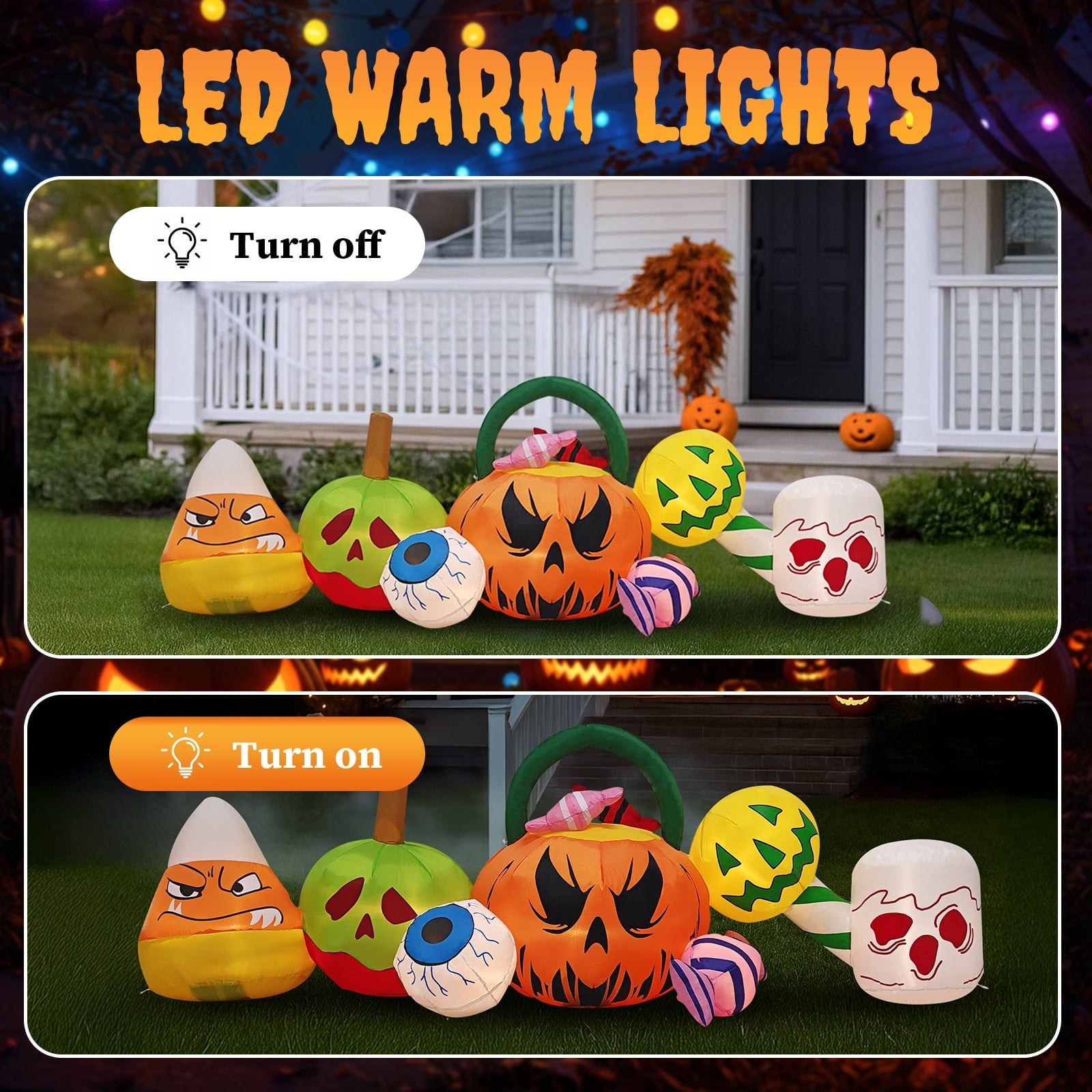 UBesGoo 8.2' Halloween Inflatables Pumpkin Ghost Archway , Blow up Hallowee Decorations with Built-in LED Lights for Holiday