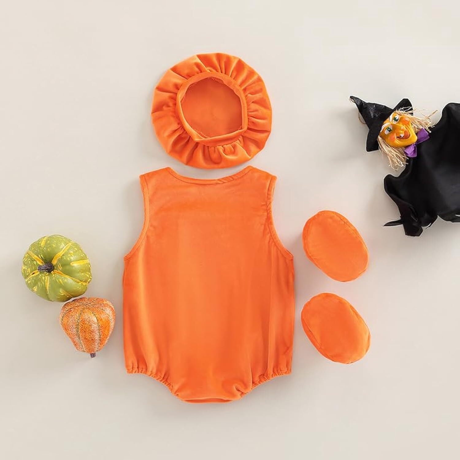 VETPW Baby Halloween Costume Pumpkin Costume Kids Newborn Outfit Pumpkin Romper with Hat for Toddlers Baby Girls Boys Infant Clothes Set 12-24 months